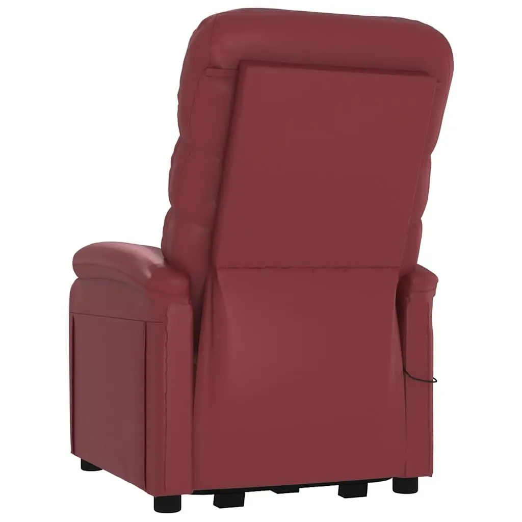 Reclining Armchair Stand Up Chair Red Faux Leather Electric Lift 3 Positions