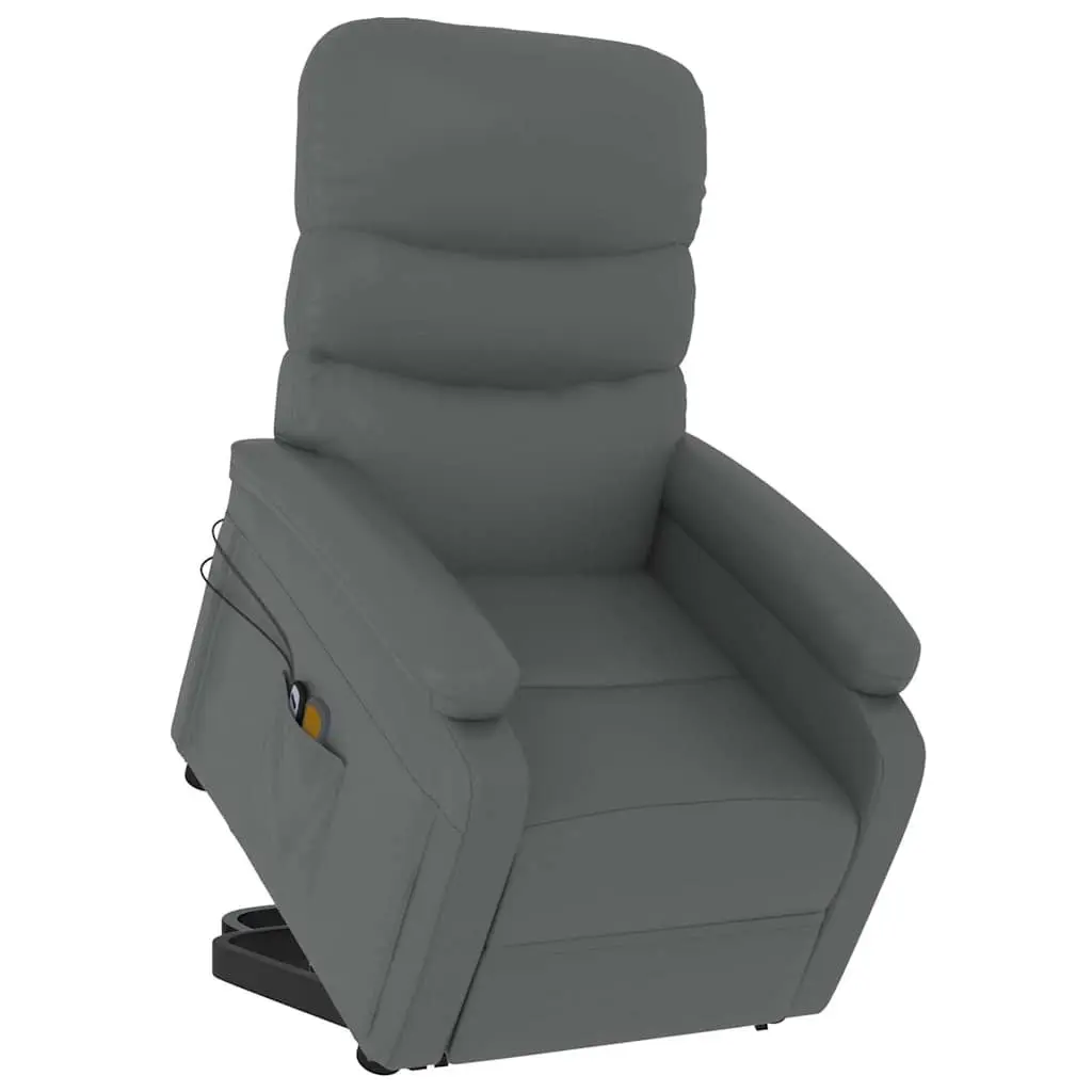 Electric Massage Chair Faux Leather Anthracite Stand Up Recliner for Elderly with Power Lift Function and Vibration Massage Technology