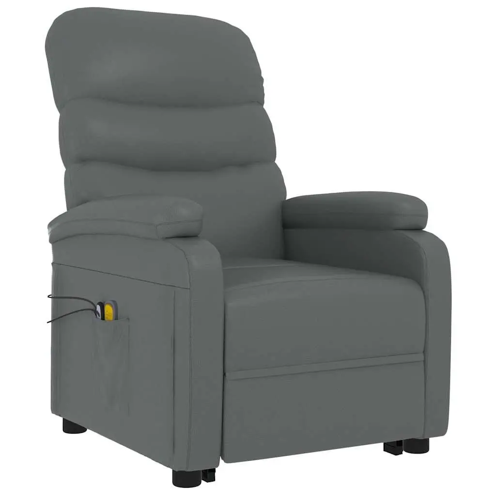 Electric Massage Chair Faux Leather Anthracite Stand Up Recliner for Elderly with Power Lift Function and Vibration Massage Technology