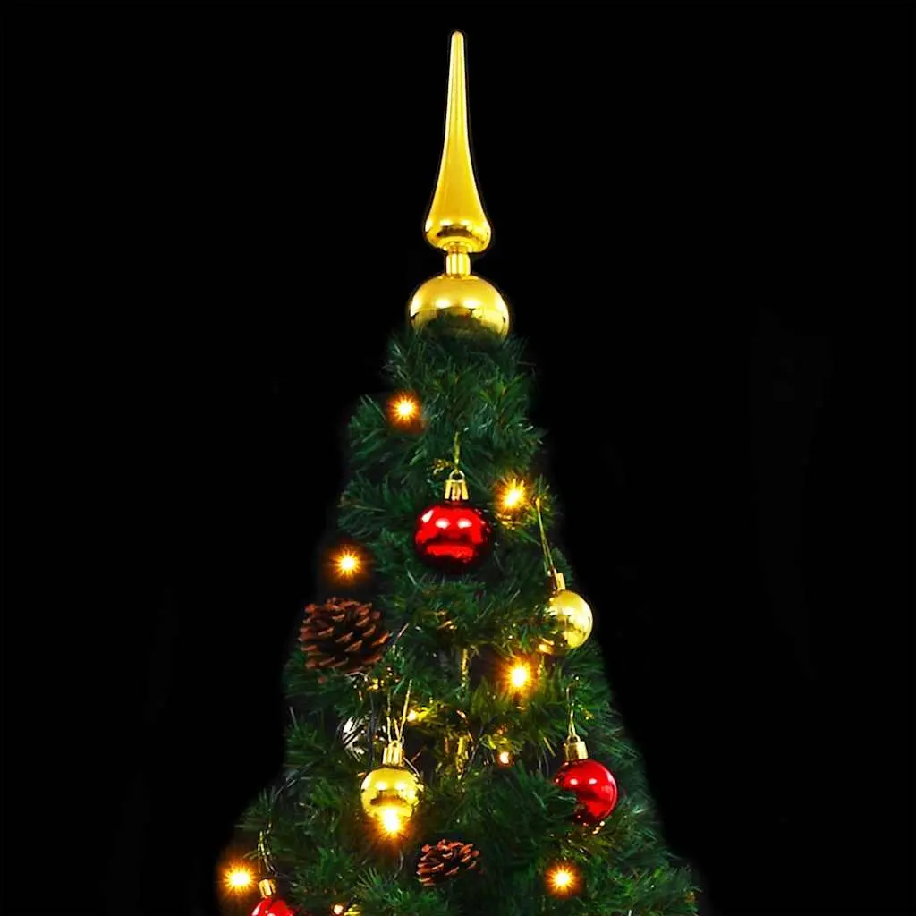 Pre-lit Artificial Christmas Tree Green PVC 150cm with LED Baubles Indoor Outdoor