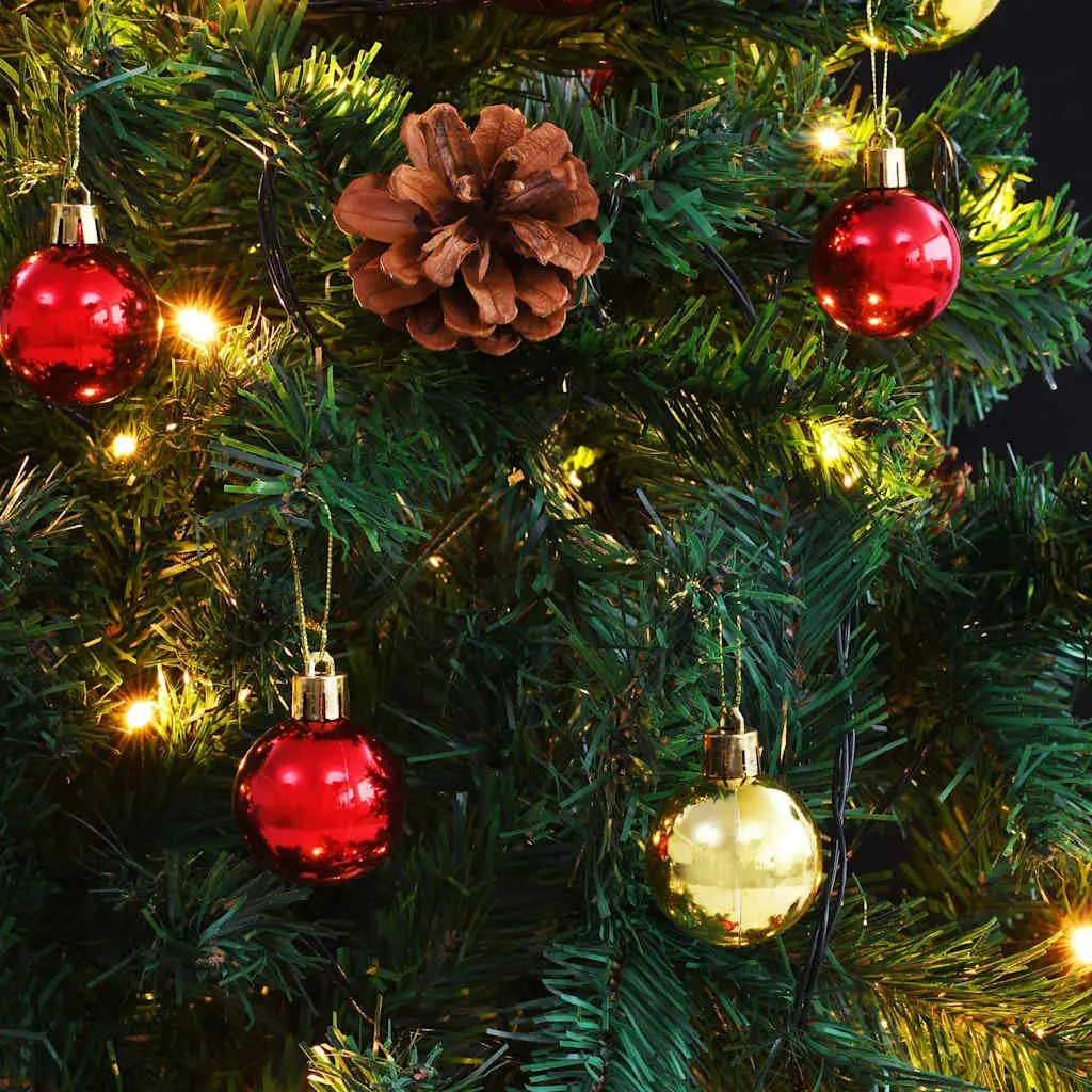 Pre-lit Artificial Christmas Tree Green PVC 150cm with LED Baubles Indoor Outdoor