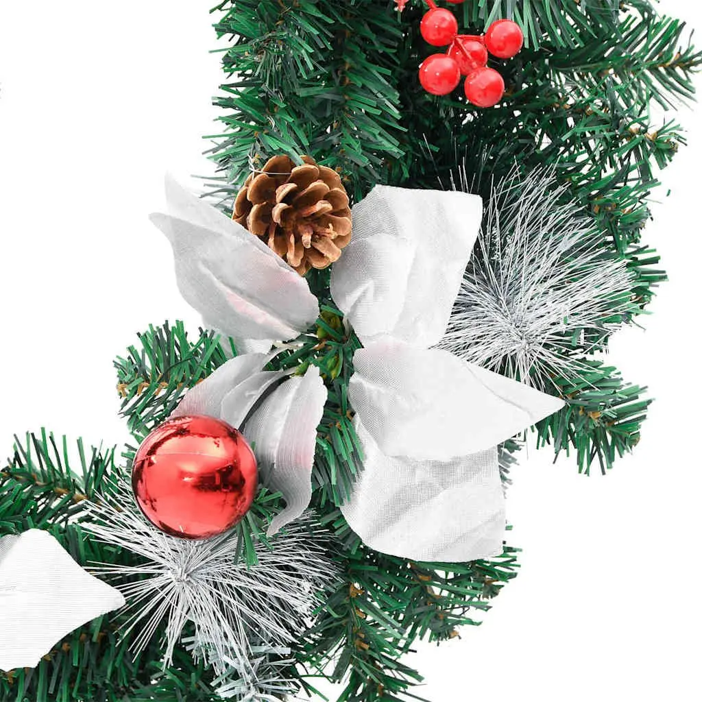 Christmas Wreath LED Lights 60cm Green White PVC Decorative Holiday