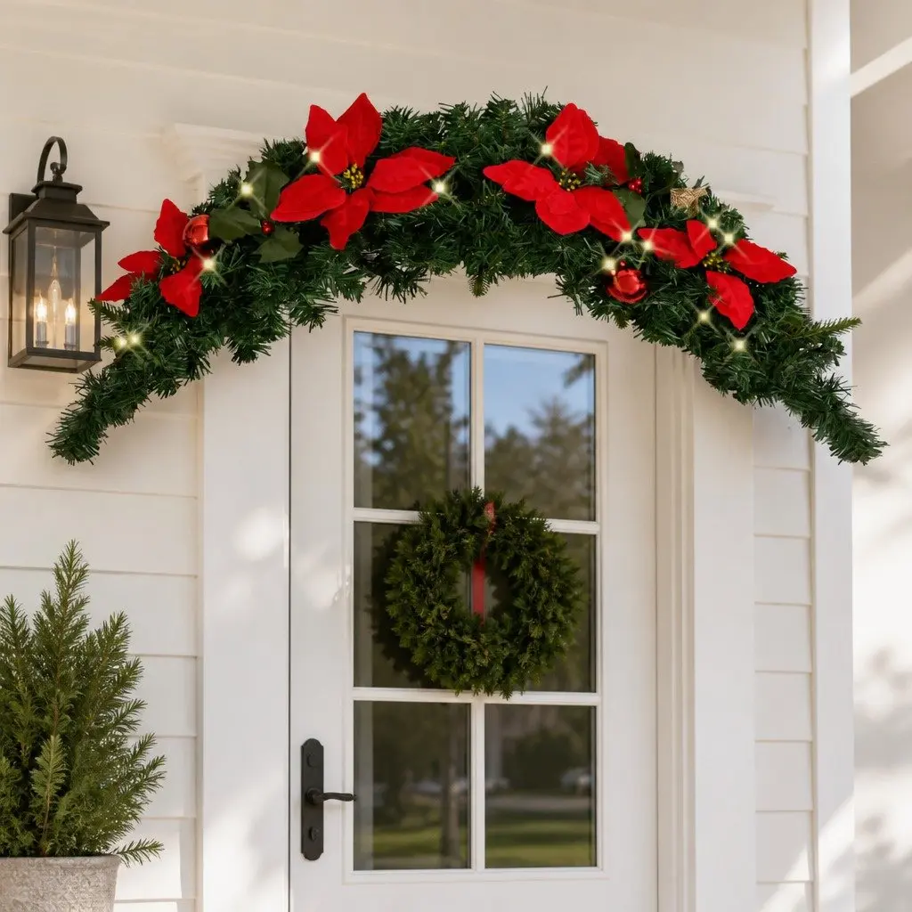 Christmas Arch LED Lights Decoration PVC 90cm Green Red