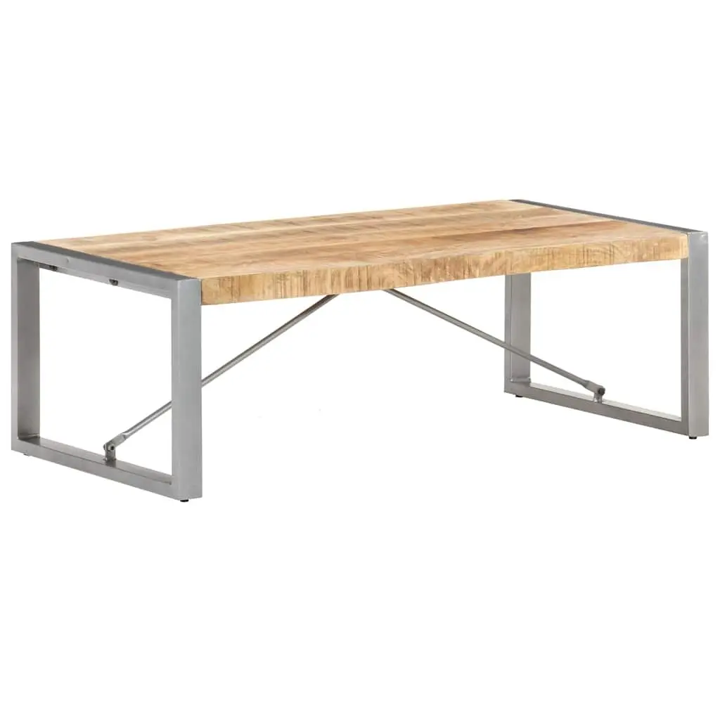 Coffee Table Solid Rough Mango Wood 120x60x40 cm Brown Industrial Accent Living Room