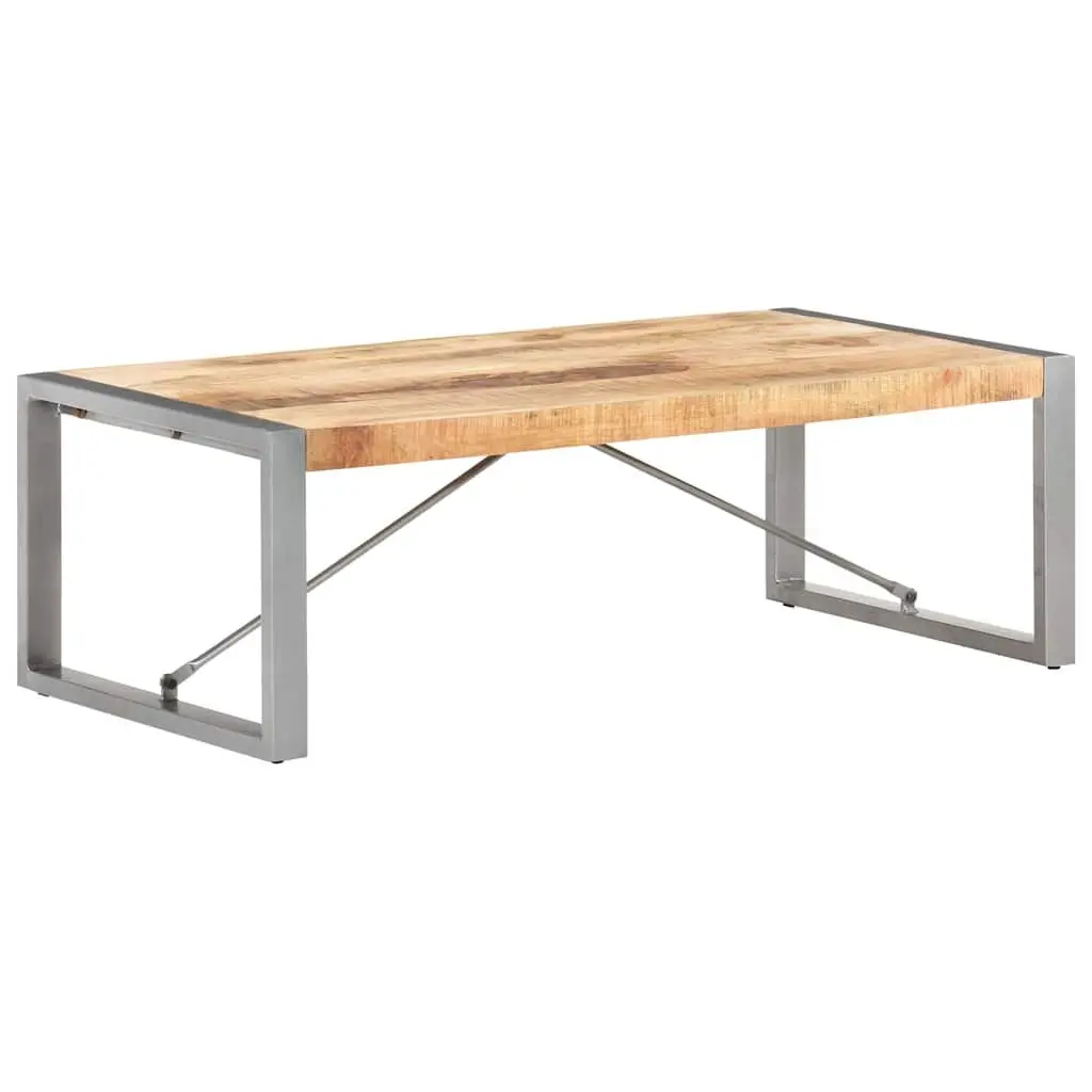Coffee Table Solid Rough Mango Wood 120x60x40 cm Brown Industrial Accent Living Room