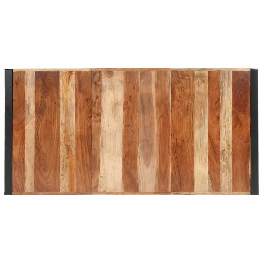 Dining Table Solid Acacia Wood Rubberwood Steel 160x80x75cm Brown Industrial