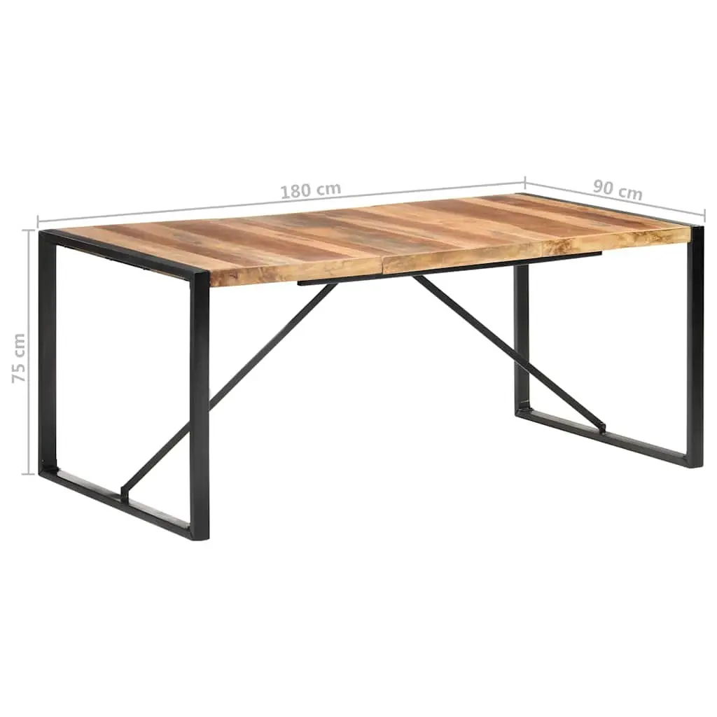 Dining Table Solid Acacia Wood Rubberwood 180x90x75 cm Brown Industrial