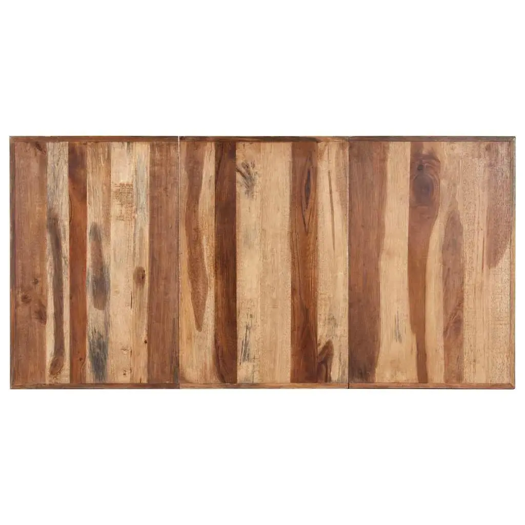 Industrial Solid Wood Dining Table 160x80x75 cm Steel Legs Cross Frame Kitchen
