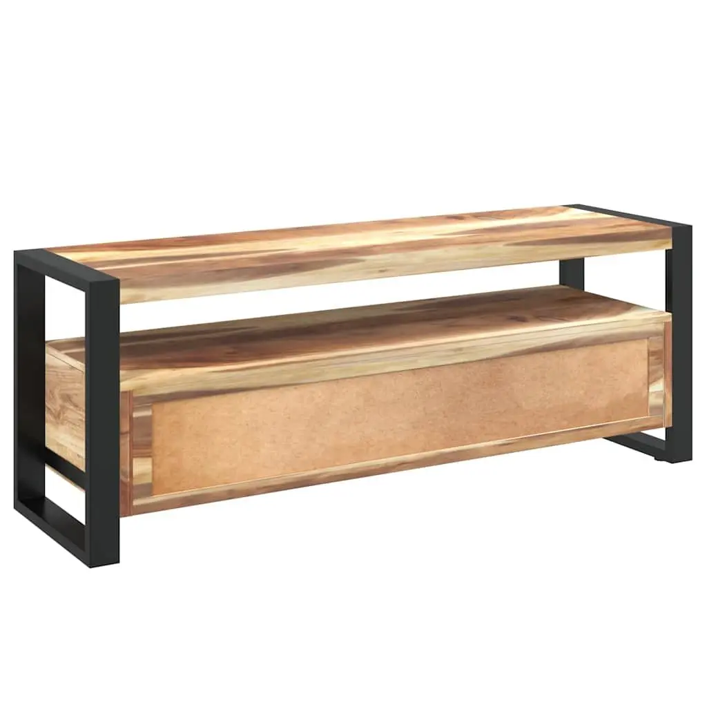 TV Cabinet Solid Acacia Rubberwood 120x35x45cm Brown Honey 2 Drawers Shelf Storage