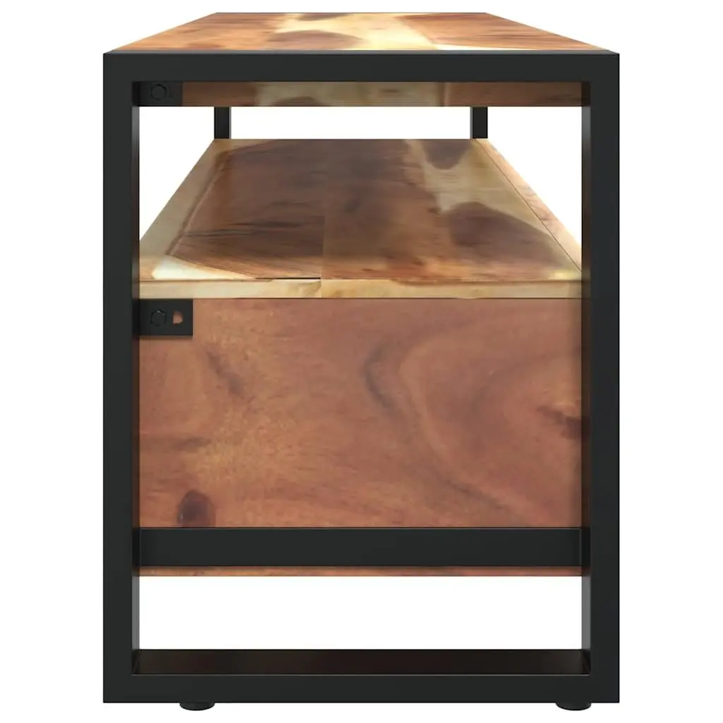 TV Cabinet Solid Acacia Rubberwood 120x35x45cm Brown Honey 2 Drawers Shelf Storage