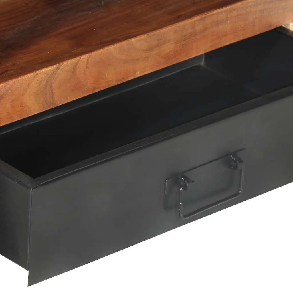 TV Stand Brown 120x30x40 cm Solid Acacia Rubberwood with Steel Frame Storage Unit Drawers Open Compartment