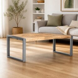 Coffee Table 110x60x40 cm Rough Mango Wood Grey Accent Living Room Furniture