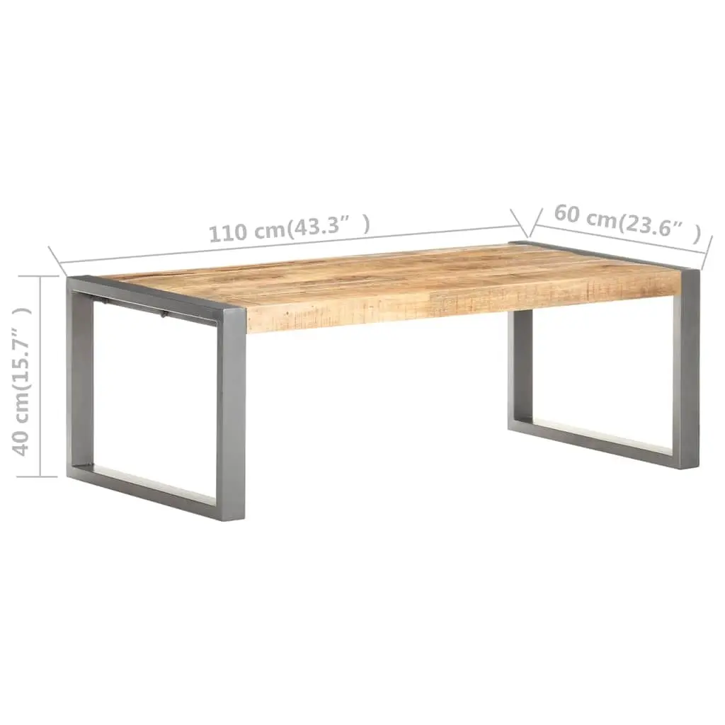 Coffee Table Rough Mango Wood 110x60x40 cm Grey Accent Living Room Furniture