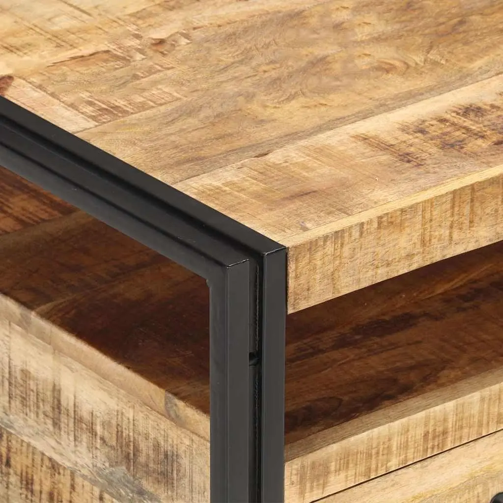 Coffee Table Solid Wood 100x55x45 cm Brown with Drawers Shelf Storage