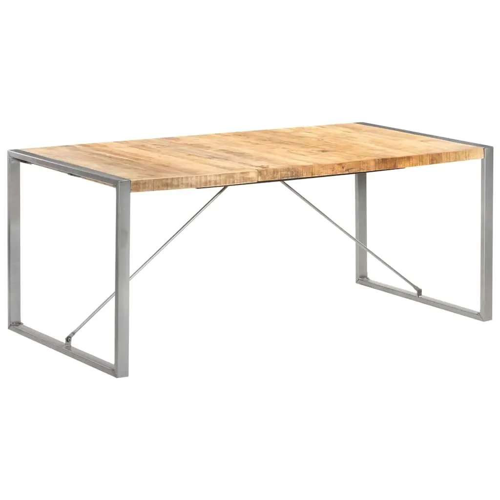 Dining Table Solid Mango Wood Brown 180cm x 90cm x 75cm Kitchen Furniture Industrial Style