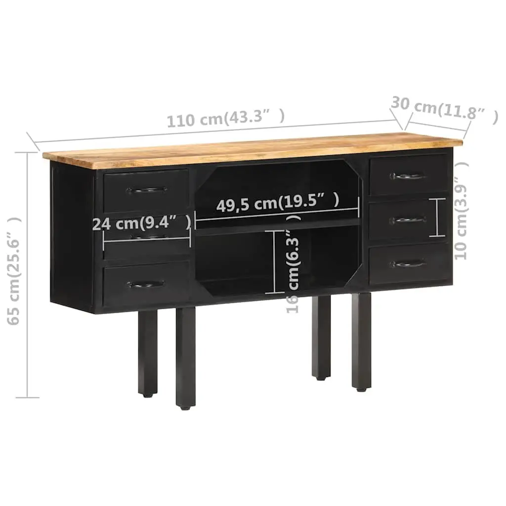 Sideboard Industrial Wooden 110x30x65 cm Brown Storage Cabinet with Drawers