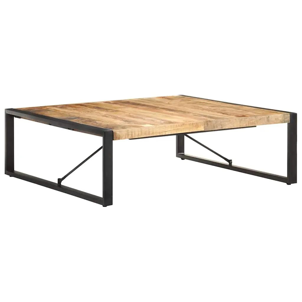 Coffee Table Solid Mango Wood 120x120x40cm Black Industrial