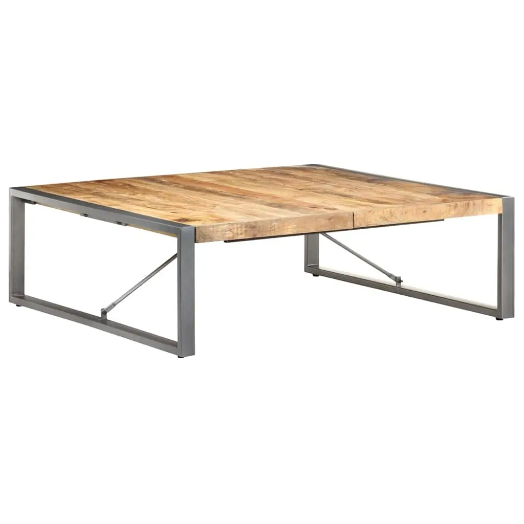 Coffee Table Solid Wood Mango 120x120x40 cm Grey Industrial Style
