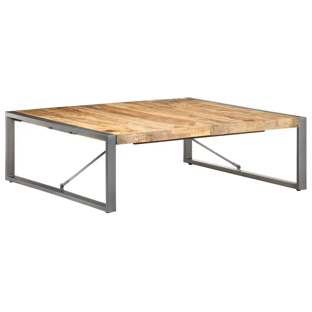 Coffee Table Solid Wood Mango 120x120x40 cm Grey Industrial Style