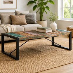 Coffee Table 140x70x40 cm Industrial Style Solid Reclaimed Wood Living Room
