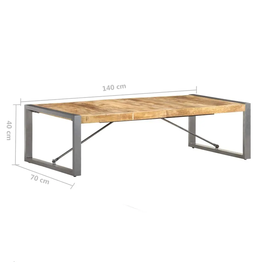Coffee Table Solid Mango Wood 140x70x40cm Brown Industrial Style