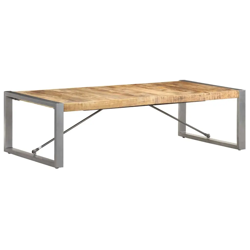 Coffee Table Solid Mango Wood 140x70x40cm Brown Industrial Style