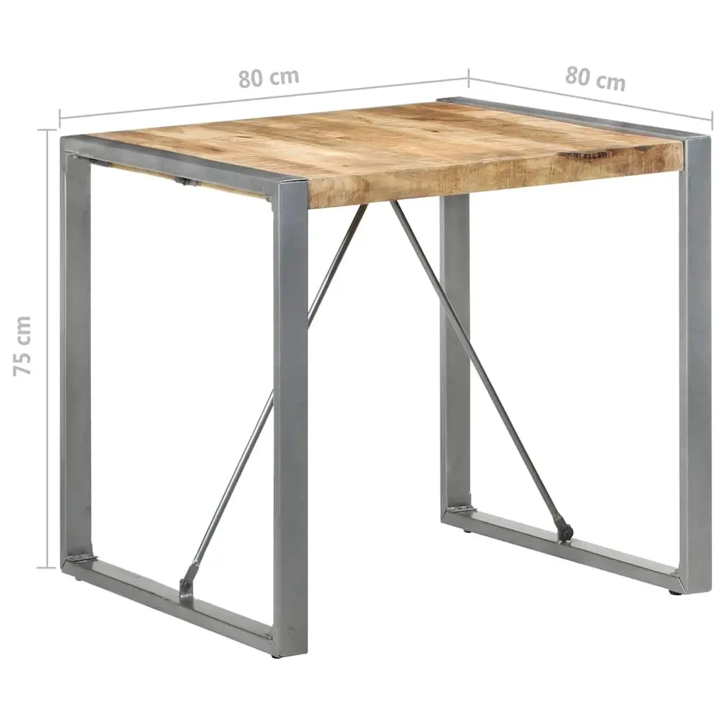 Dining Table Rough Mango Wood 80x80x75 cm Brown Industrial