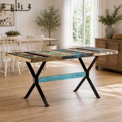 Dining Table 160x80x76 cm Solid Reclaimed Wood Industrial Kitchen Furniture