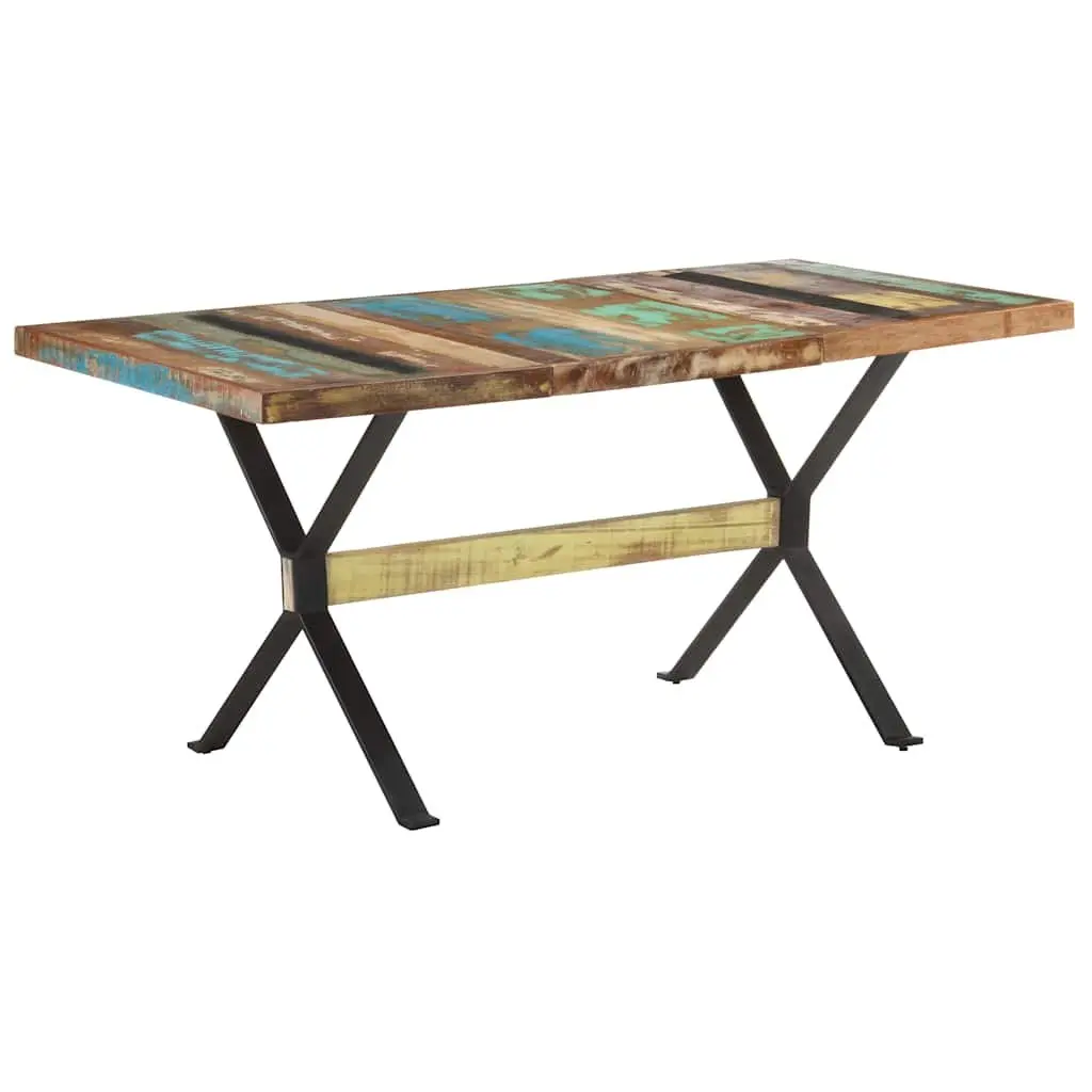 Reclaimed Wood Dining Table 160x80x76cm Industrial Style Multicolour Solid Wood Kitchen Furniture