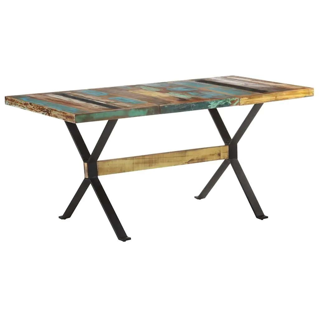 Reclaimed Wood Dining Table 160x80x76cm Industrial Style Multicolour Solid Wood Kitchen Furniture