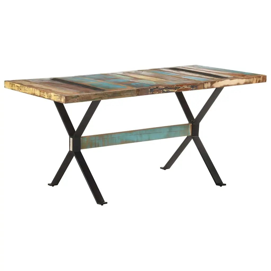 Reclaimed Wood Dining Table 160x80x76cm Industrial Style Multicolour Solid Wood Kitchen Furniture