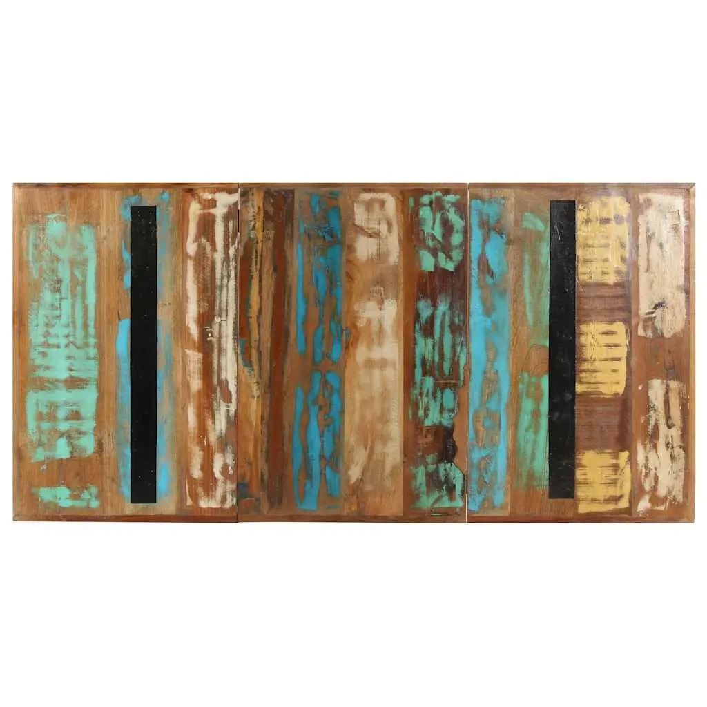 Reclaimed Wood Dining Table 160x80x76cm Industrial Style Multicolour Solid Wood Kitchen Furniture