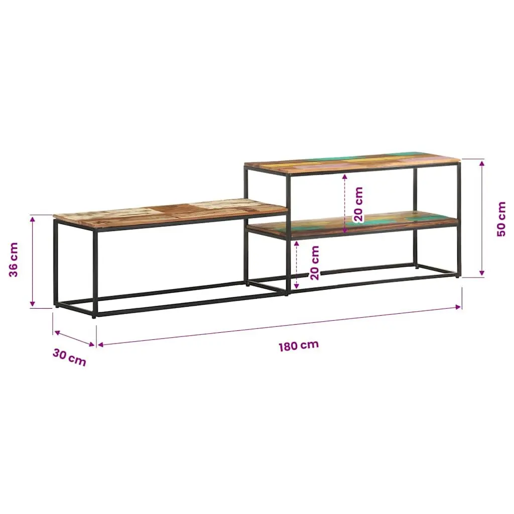 Reclaimed Wood TV Cabinet 180x30x50cm Steel Frame Brown Industrial Style