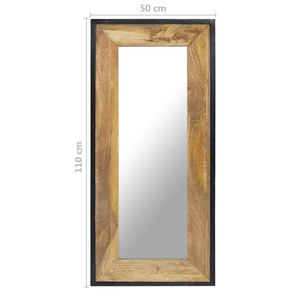 Solid Mango Wood Mirror 110x50cm Brown Wall Décor Home Furniture
