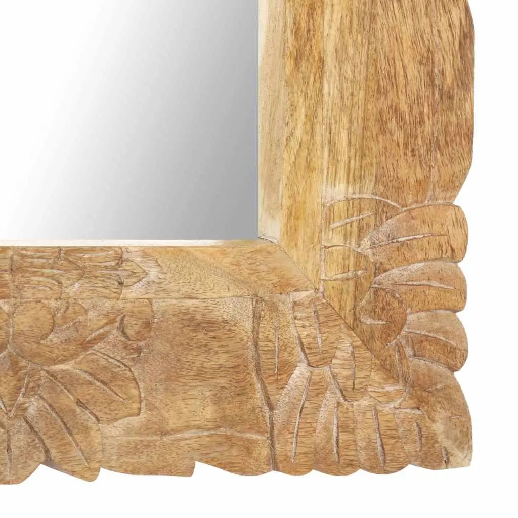 Mirror Solid Mango Wood Hand-Carved 110x50 cm Brown Wall Mounted Home Decor