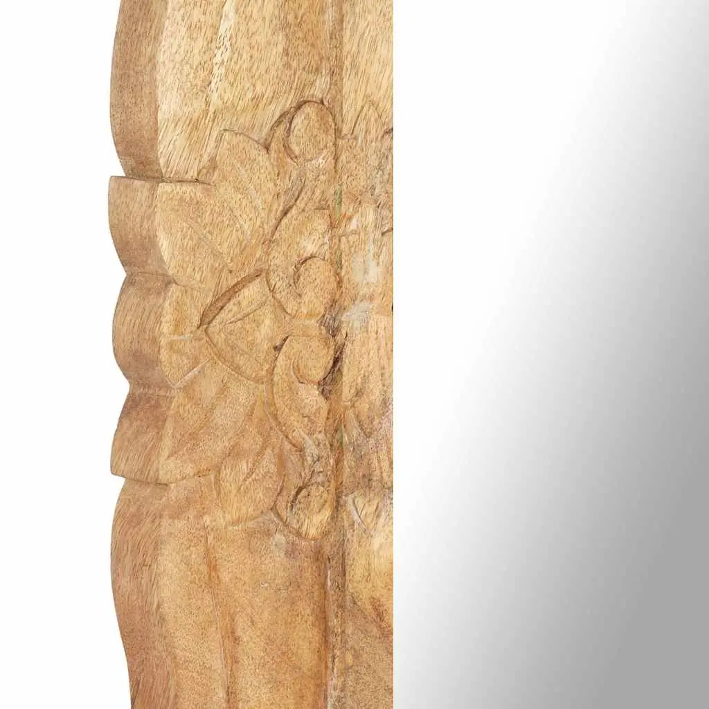 Mirror Solid Mango Wood Hand-Carved 110x50 cm Brown Wall Mounted Home Decor