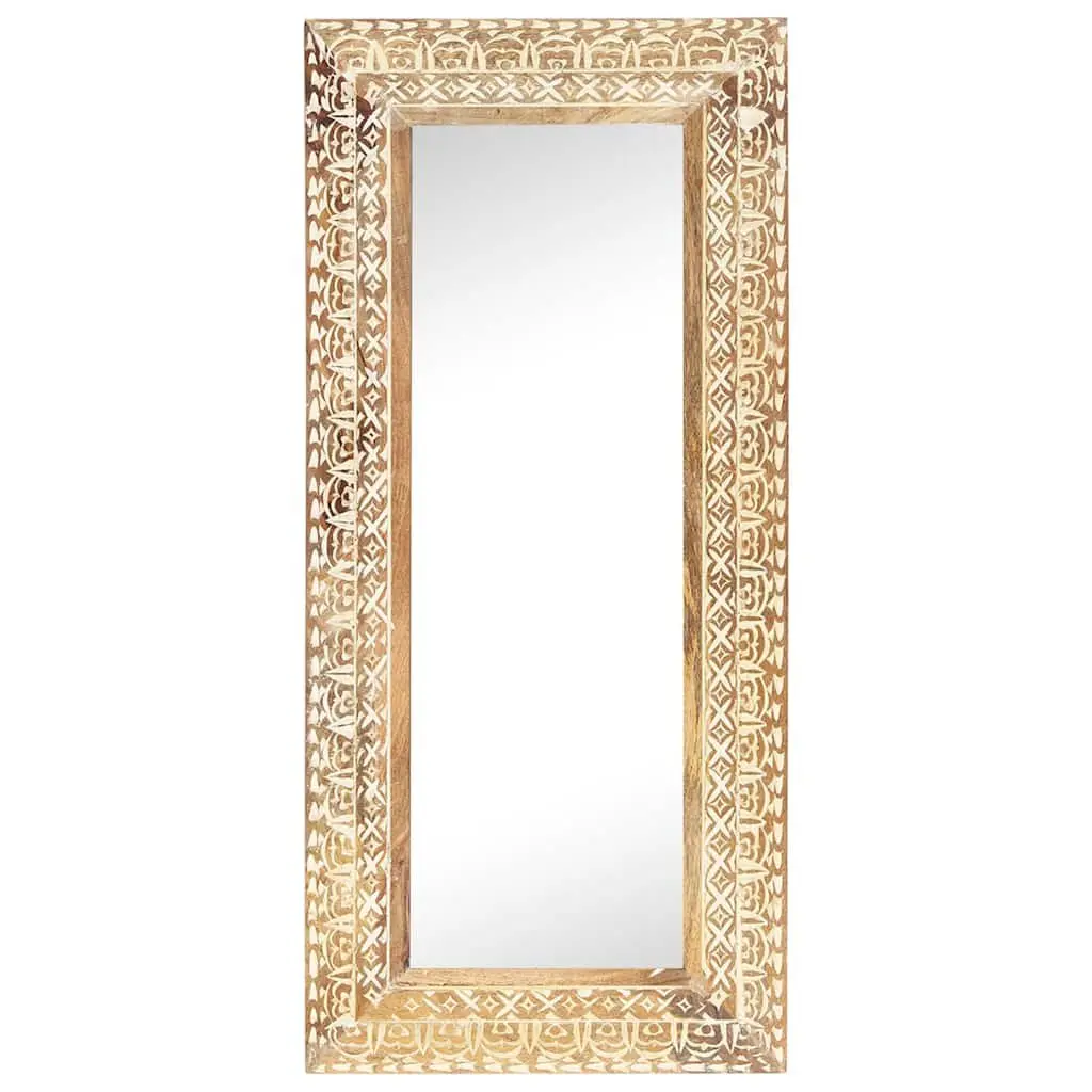 Hand-Carved Wooden Mirror for Home Use