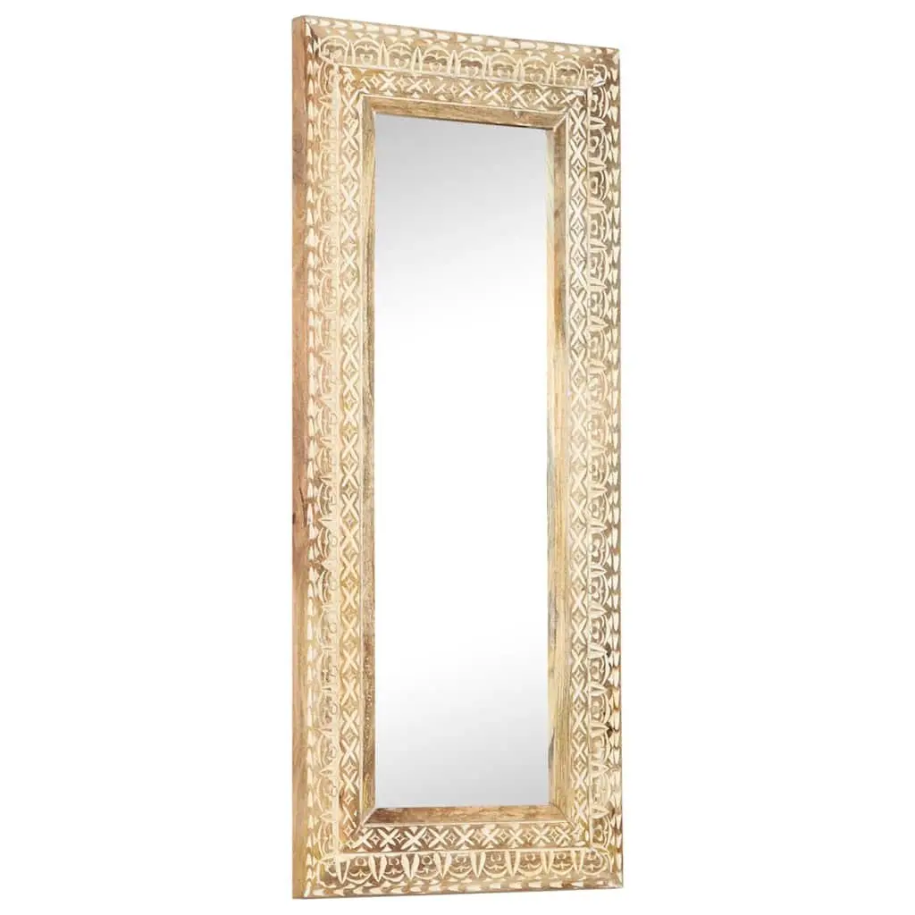 Hand-Carved Wooden Mirror for Home Use