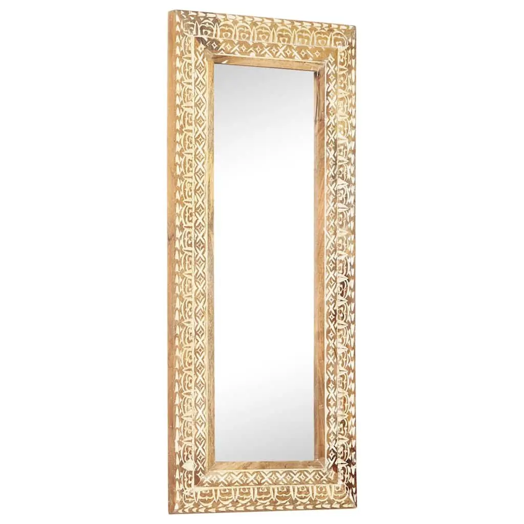 Hand-Carved Wooden Mirror for Home Use