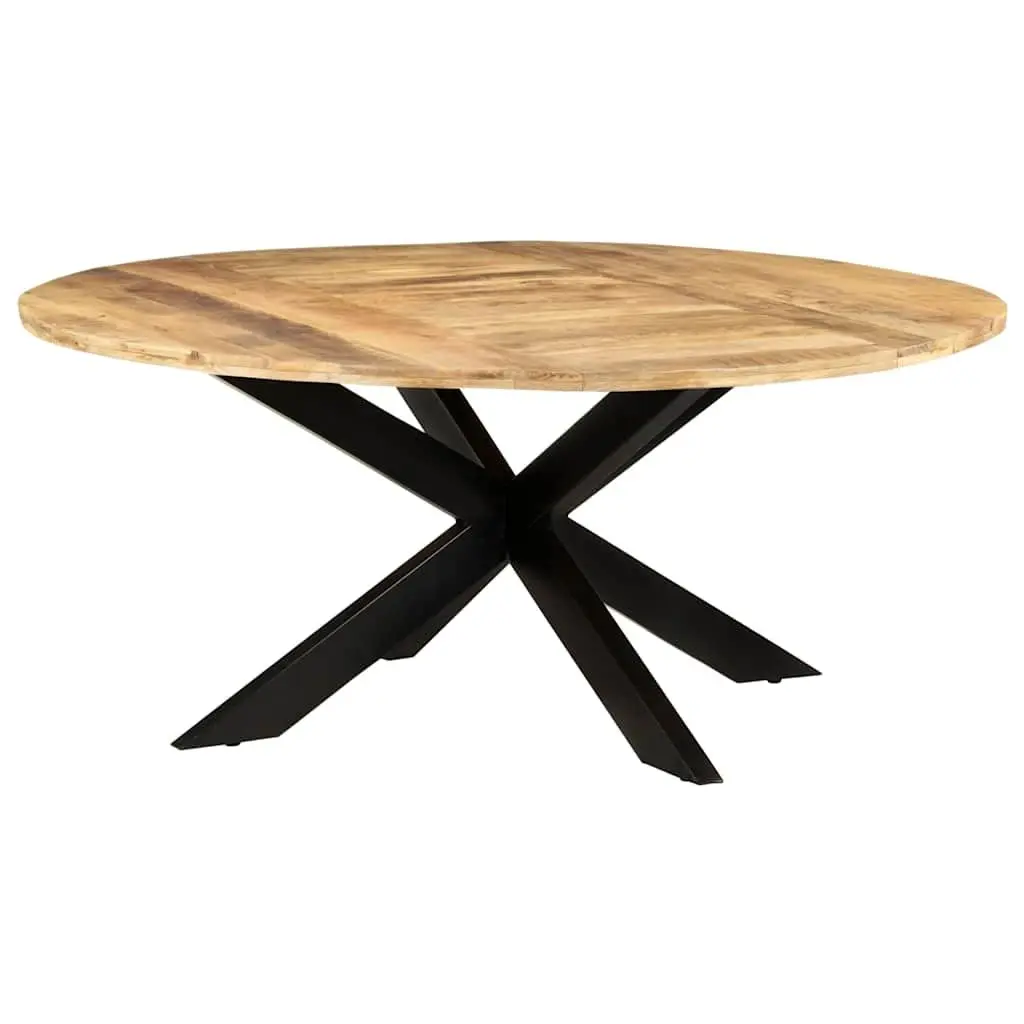 Round Table Rough Mango Wood 175cm Brown Kitchen Dining Furniture