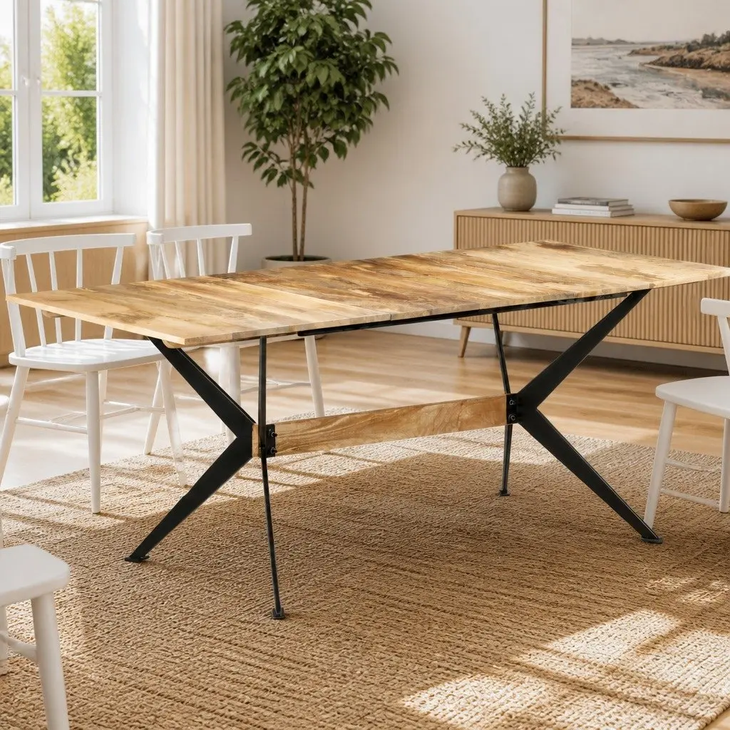 Solid Mango Wood Dining Table 180x90x76cm