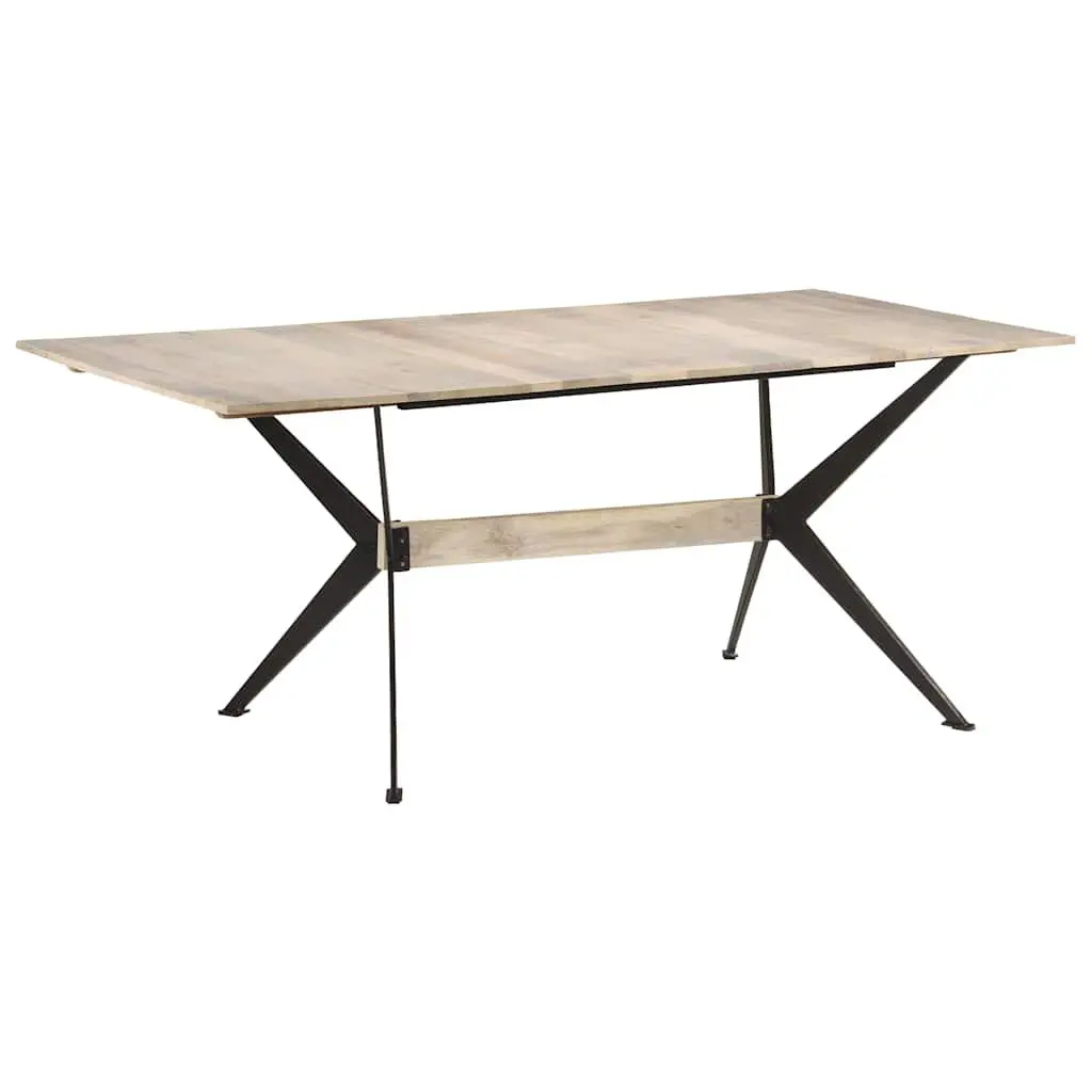 Dining Table Brown Solid Mango Wood 180x90x76cm Industrial Style Furniture