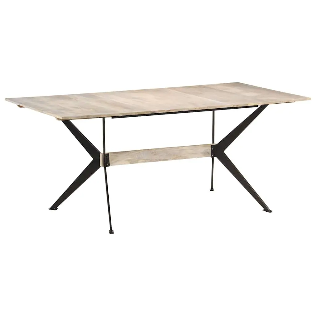 Dining Table Brown Solid Mango Wood 180x90x76cm Industrial Style Furniture