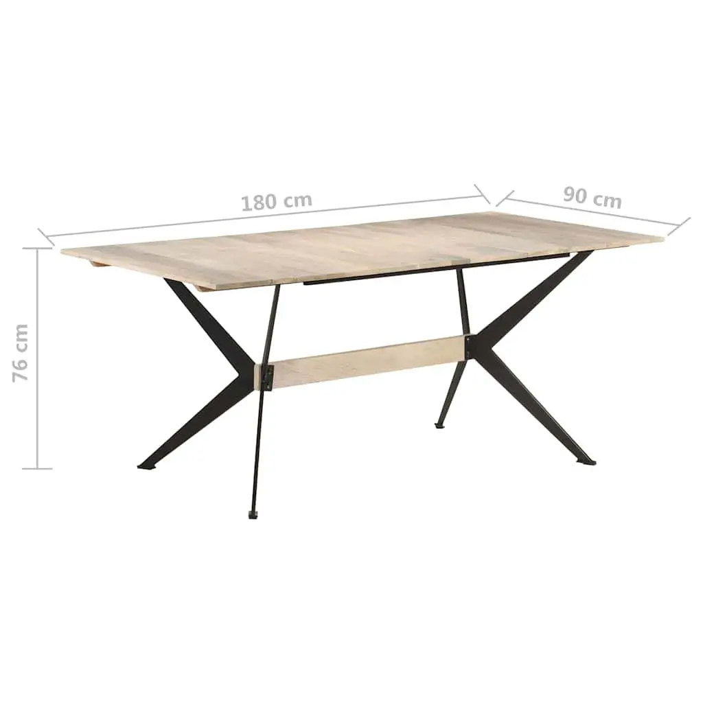 Dining Table Brown Solid Mango Wood 180x90x76cm Industrial Style Furniture