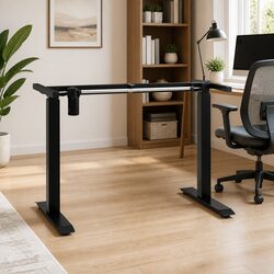 Electric Motorised Standing Desk Frame Height Adjustable Black Workstation