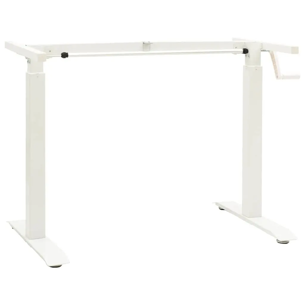 Manual Standing Desk Frame White Ergonomic Hand Crank Adjustable Height and Width Home Office Workstation