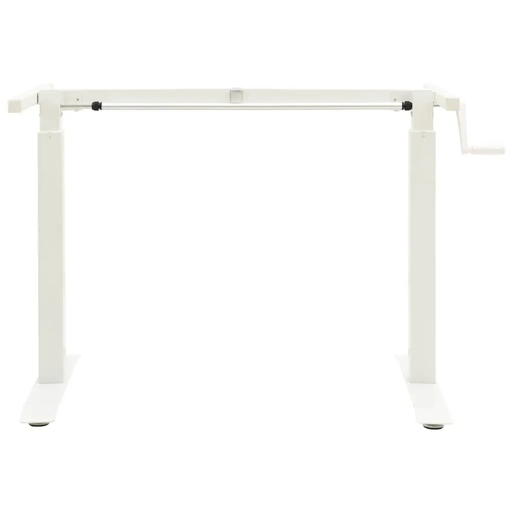 Manual Standing Desk Frame White Ergonomic Hand Crank Adjustable Height and Width Home Office Workstation