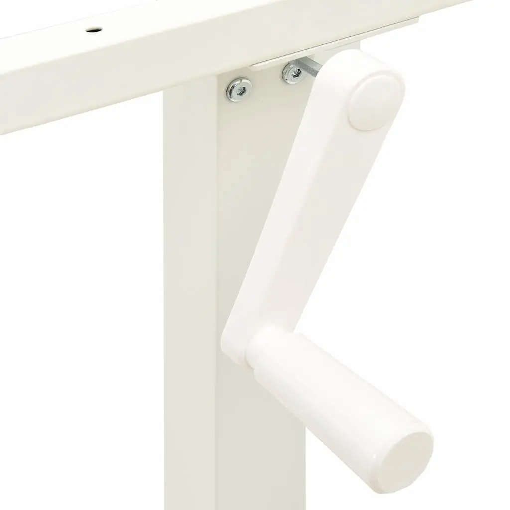 Manual Standing Desk Frame White Ergonomic Hand Crank Adjustable Height and Width Home Office Workstation
