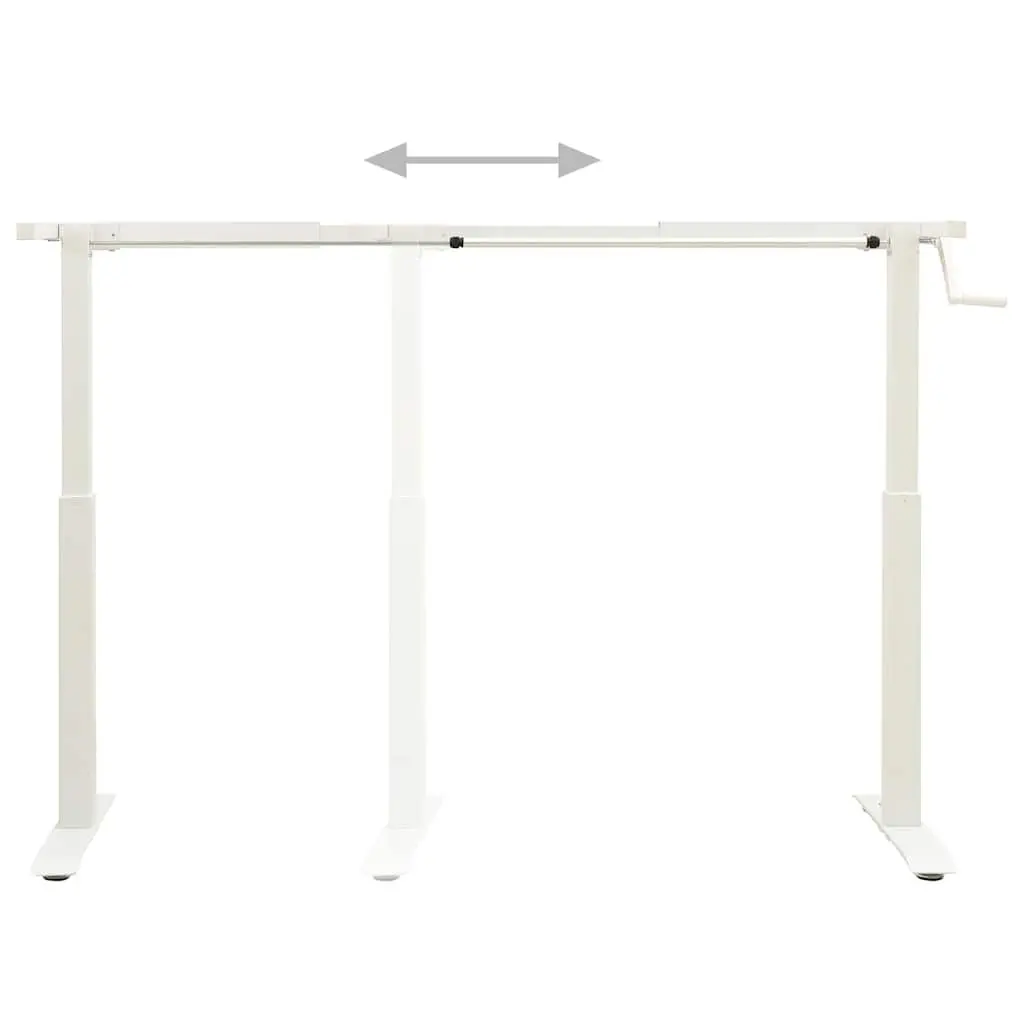 Manual Standing Desk Frame White Ergonomic Hand Crank Adjustable Height and Width Home Office Workstation