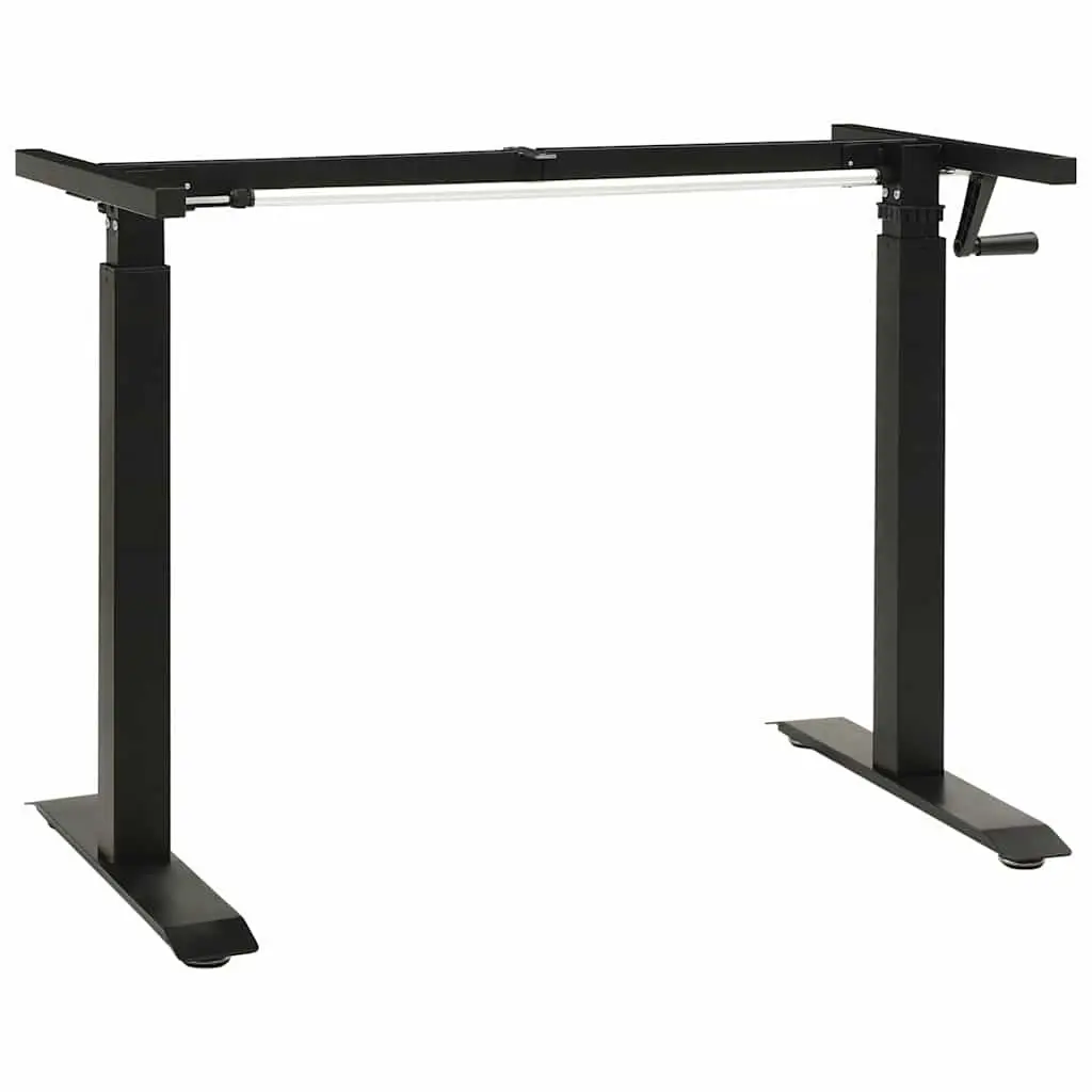Manual Crank Adjustable Desk Frame Black Carbon Steel for Sit Stand 71 to 113 cm Height 102 to 160 cm Width
